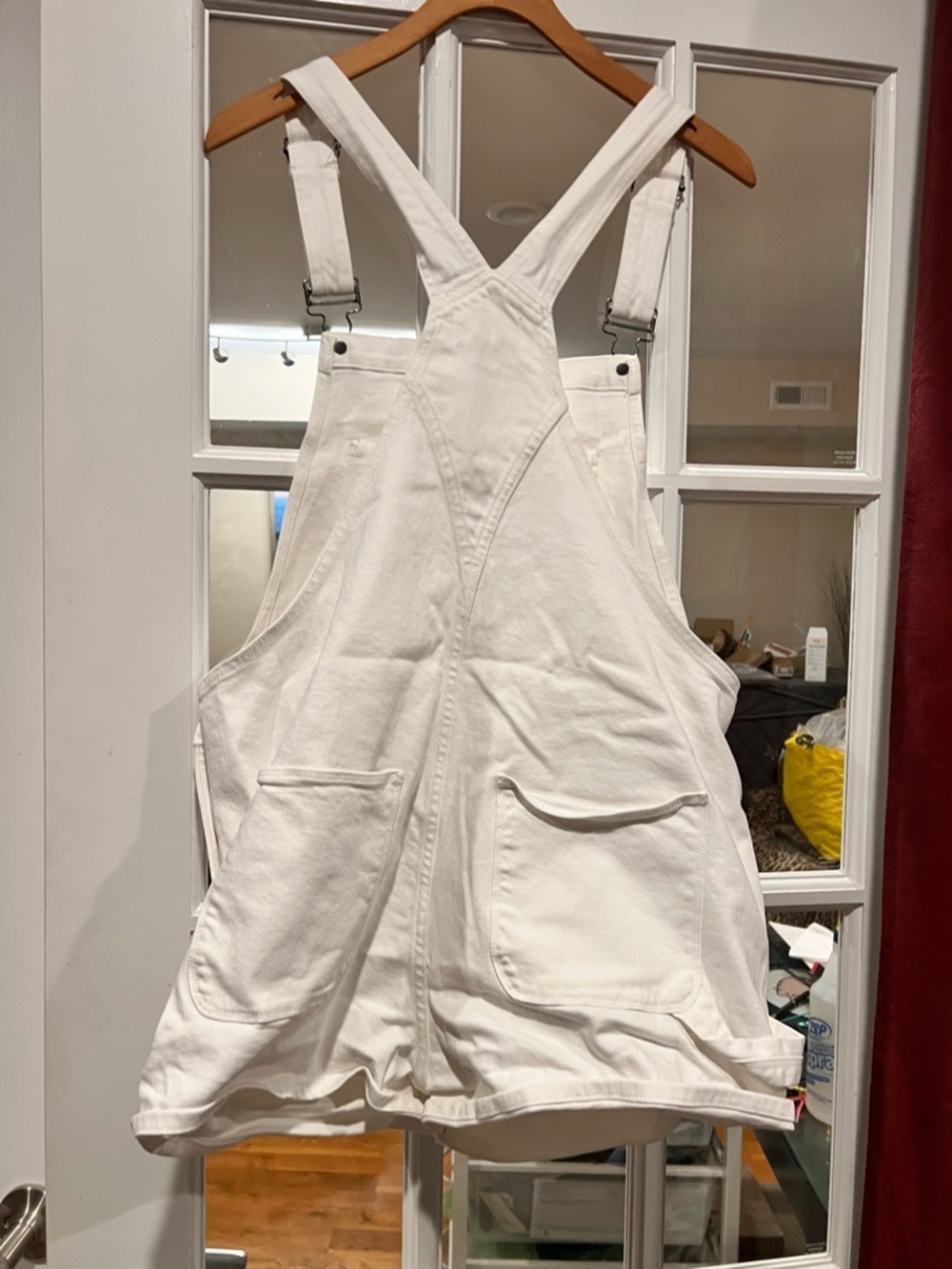 Frame Denim White Short Overalls with Bib - Picture 3 of 3